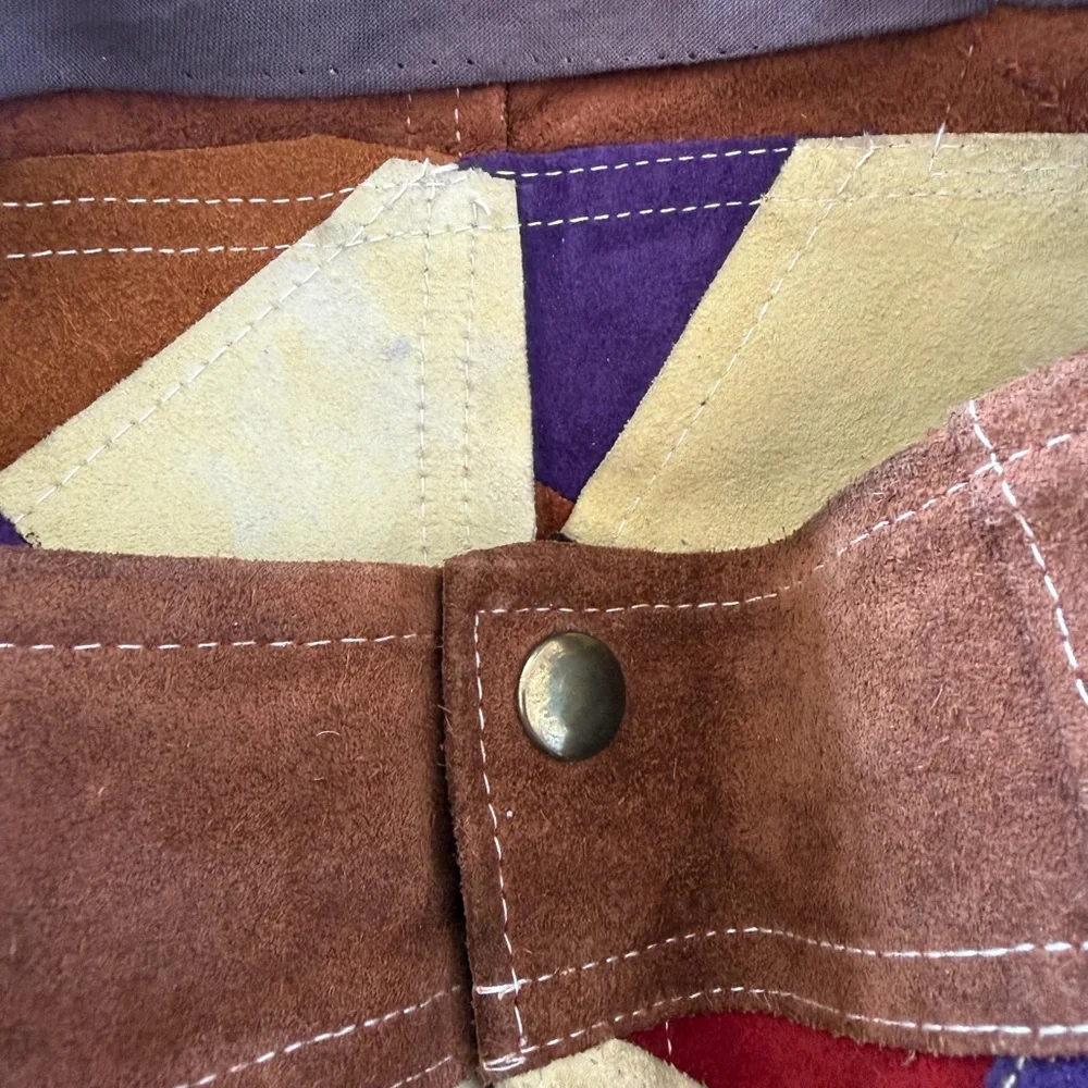 Colorful Patchwork Mini Skirt Suede Size S - Picture 3 of 4